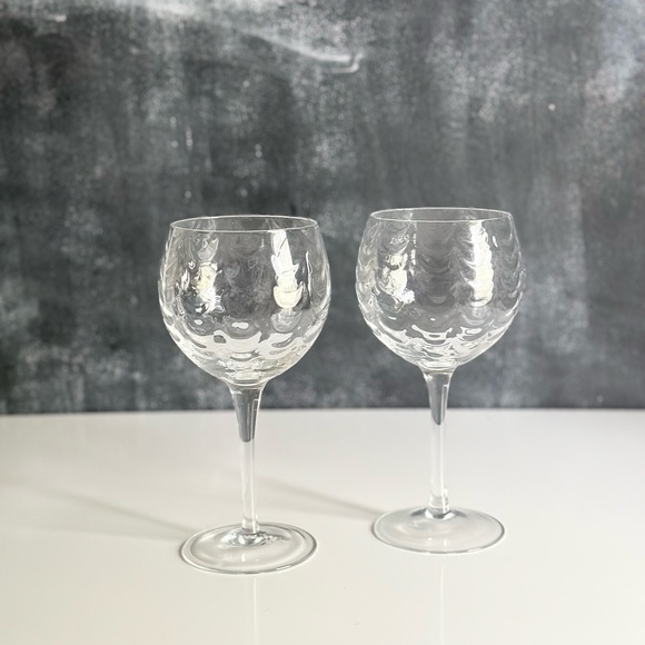 Waterfall Clear Glass Wine Glasses west Virginia Glass Company Optic Loop - Picture 4 of 9